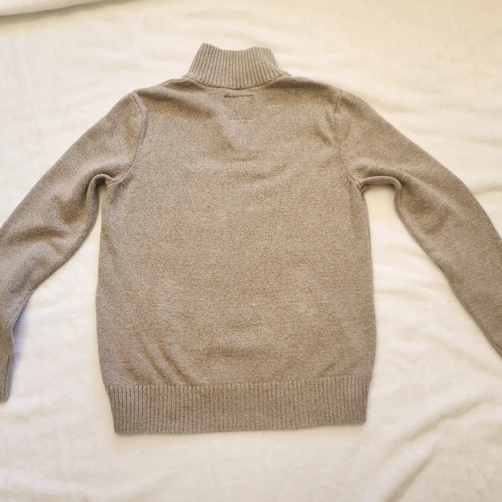 M AE  Men's Beige Sweater with Button/zip Collar